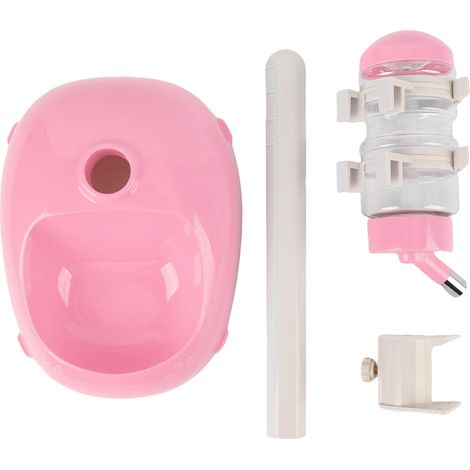 Distributeur d'eau debout pour animaux de compagnie, mangeoire réglable en hauteur, capacité de 500ml, automatique pour chiot rose (1/5)