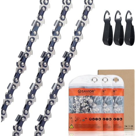 Set mit 3 Kettensägenketten, 35 cm, 50 Glieder, 1,1 mm, geringer Rückschlag, für Hartholz und Gartenschnitt (1/5)
