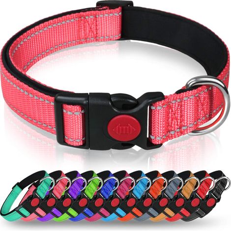 Collier Pour Chien - Néoprène Rembourré Et Nylon Réglable Avec Bande Réfléchissante 3M - Pour Chiot Petit Moyen Et Grand Chien - 1 Pièce (1/5)