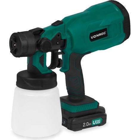 Akku Lackierpistole - 20V  - Kapazität 800 ml - Inkl. 1x 2.0Ah Akku & 1x Schnellladegerät und Zubehör