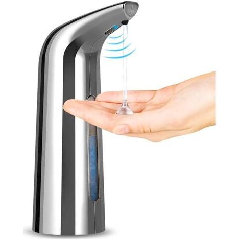 Dispenser automatico di sapone, dispenser a pompa per sapone liquido, set dispenser di detersivo per piatti senza contatto (400 ml, argento) (1/5)