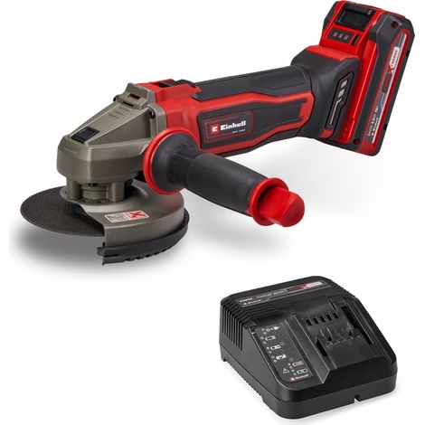 Einhell Meuleuse d’angle Ø125 mm sans fil TE-AG 18/125-2 Li (1 x 4,0 Ah) PXC (18 V, profondeur de coupe 33 mm, sans disque) Livré avec Batterie 4,0 Ah et Chargeur (1/5)