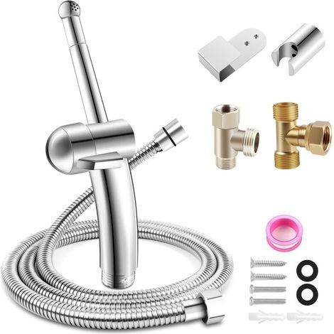 Kit de douchette de bidet amélioré pour toilettes avec fonction de pression d'eau réglable, avec valves de commutation à trois voies G1/2\ (1/5)