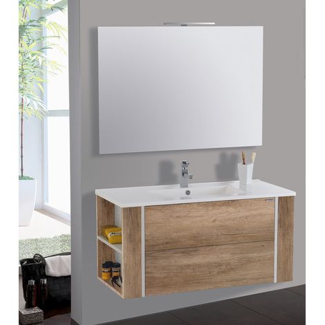Mobile da Bagno Sospeso 100cm Mazzoni Gold Noce Chiaro Frassinato