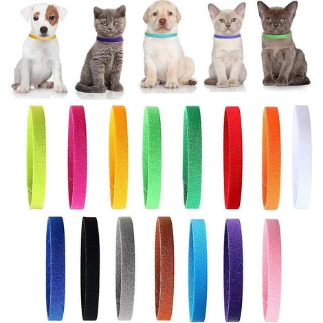 Welpen-ID-Halsbänder in 15 Farben, weiche, verstellbare Wurfhalsbänder, mehrfarbiges Identifikationshalsband für Hunde, Kätzchen, Neugeborene, Haustiere, Länge 235 cm (1/4)