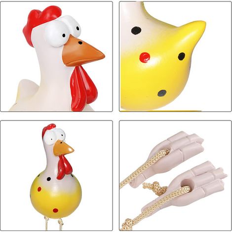Statue de Poule en Résine Décoration de Jardin Amusante Figurine de Poulet Rigolo à Longues Pattes Ornement Suspendu pour Extérieur Intérieur Cour Pelouse Balcon