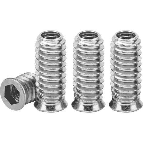 40 Pièces M6 écrou Hexagonal Fileté, Insert Fileté Bois M6 X 20mm écrous à Visser Argent Manchons à Visser Galvanisés pour Meubles en Bois (1/5)