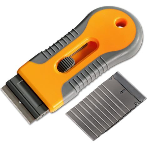 Outil de nettoyage de grattoir pour plaque de cuisson anti-rayures, grattoir à papier peint, grattoir à verre, grattoir pour plaque de cuisson pour autocollants en céramique, sous-planchers (1/5)