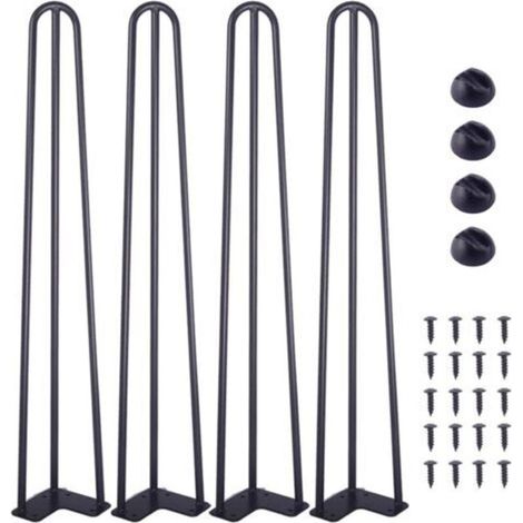 22-Zoll-Haarnadel-Tischbeine, 4-teiliges Set, Haarnadelbeine aus Stahl mit 3 stabilen Stangen, schwarze Möbelbeine zur Herstellung von Tischen