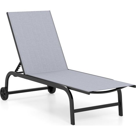 COSTWAY Lettino Prendisole Pieghevole Giardino Sedia A Sdraio Esterno Spiaggia Sdraietta Relax Mobile Mare Piscina Portatile Sun Lounger Reclinabile Terrazzo (1/5)