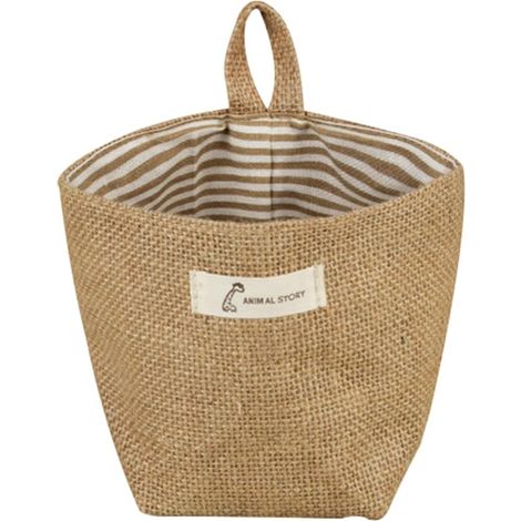 Sac de rangement suspendu pour placard, sac de rangement en coton et lin, sac de rangement en jute artistique pour pot de fleurs, sac de rangement pliable pour la maison (1/3)