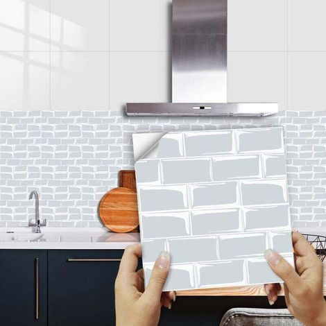 30 Pièces Stickers Carrelage Carreaux Rectangulaires À Motif De Brique Pour Cuisine Salle De Bains Décoration De La Maison Autocollants Muraux,1515cm (1/4)