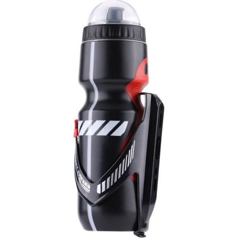 Bouteille Eau - 650 ml - Polyéthylène Alimentaire - Porte-Bidons Vélo - Noir Rouge - 1 Pièce (1/3)