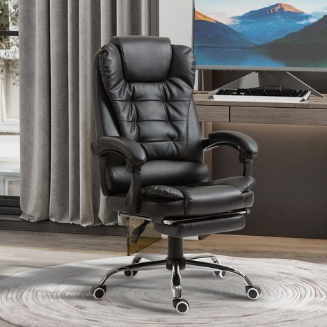 Bürostuhl, Chefsessel, hoher Komfort, verstellbare Rückenlehne, Rollen, PU, 64,5 x 69 x 117 cm, schwarz (1/5)