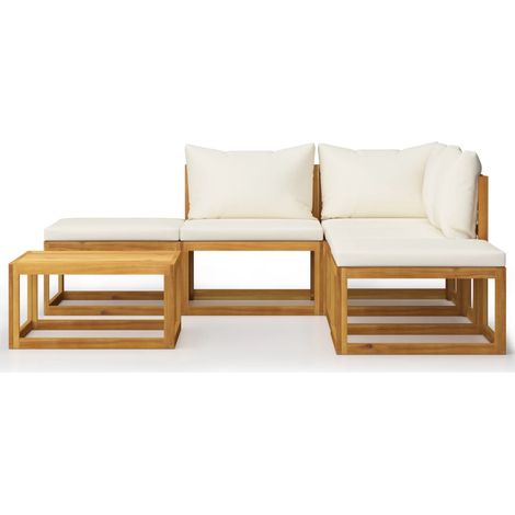 Salon de jardin 6 pcs Contemporain, Ensemble repas de jardin, avec coussins Bois d'acacia solide OIB1441E (1/5)