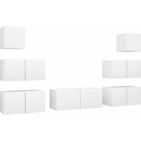 Maison Exclusive - 7-tlg. TV-Schrank-Set Weiß Holzwerkstoff (1/5)