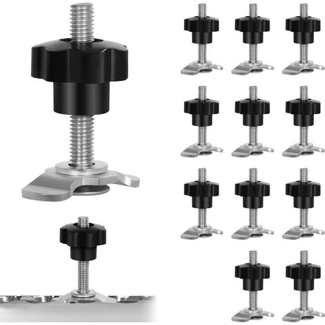 12x Rail D'arrimage D'extrémité M8x60, Rail D'arrimage Single 500 daN avec Poignée Boutons en Etoile Ferrures de Rechange pour Rail D'arrimage, Airline Ferrure D'extrémité (1/5)