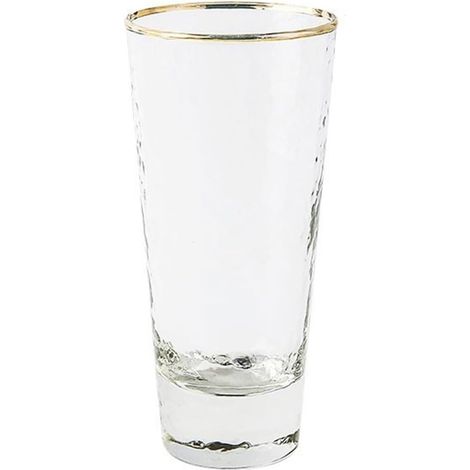 Polyvalent Verres à eau coniques en verre martelé avec bord doré, transparents, fond épais, compatibles lave-vaisselle(Grand) (1/5)