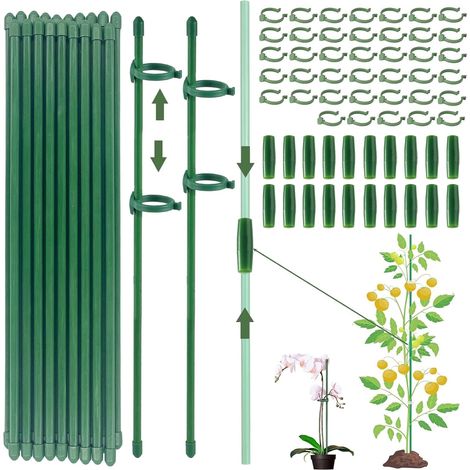 Tuteurs pour Plantes,20 Pièces Tuteur Plante Interieur, 40 Tiges de Plantes Clips, 20 Tiges Tube d'extension, Attache Plante, Tuteur Orchidee, Fixation de Croissance des Plantes(120PCS) (1/5)