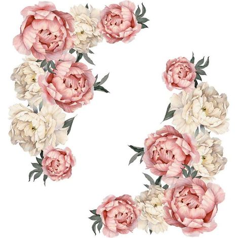 2 stickers muraux pivoine rose, pour salon, chambre ou fond de canapé (1/4)