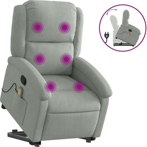 Maison Exclusive - Massagesessel mit Aufstehhilfe Hellgrau Samt