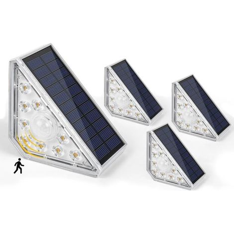 Solarbetriebene LED-Gartenbeleuchtung wasserdichte Treppenbeleuchtung Wandleuchten mit Bewegungsmelder geeignet für Treppen Innenhöfe und