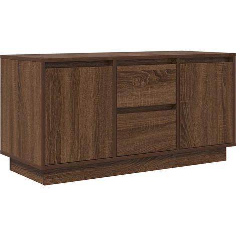 Meuble TV contemporain pratique 100 x 41 x 50 cm grand espace de rangement avec lumières LED en bois d'ingénierie marron (1/5)