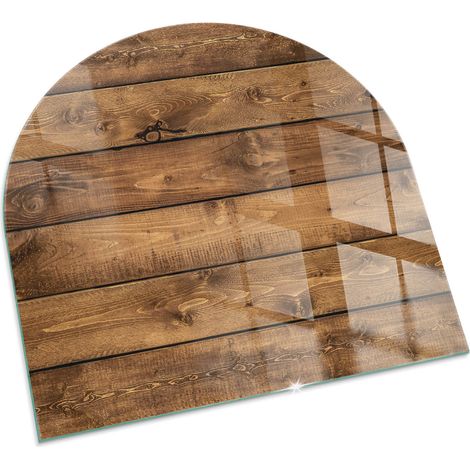 Plaque Carrée de Verre pour Cheminée Revêtement de Sol Plancher de Pare-feu Protection Contre Etincelles Planche en bois avec grain 100x100 cm (1/5)
