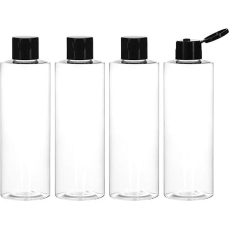 Lot de 4 flacons de voyage de 250 ml, rechargeables, avec bouchon à clapet, en plastique, pour shampoing cosmétique