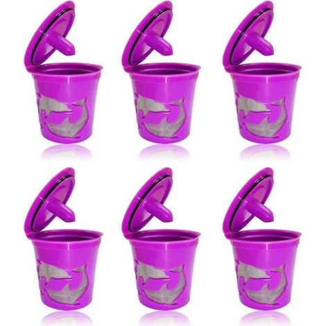 Bardusch - Compatible avec le panier-filtre à café Keurig 2.0, ensemble de capsules K-Cup réutilisables avec 3 capsules rechargeables violettes et rouges. (1/5)