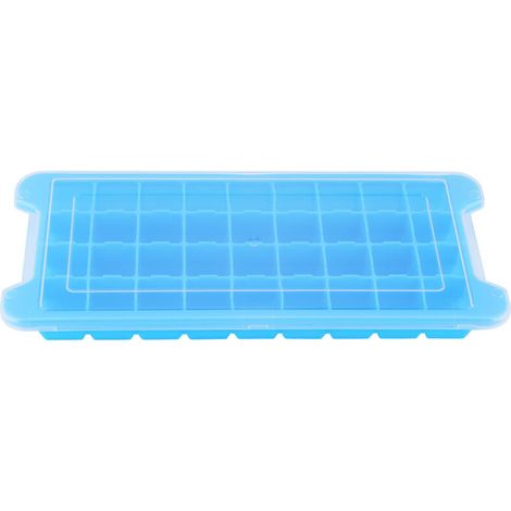 Vassoio per cubetti di ghiaccio impilabile con 36 scomparti, coperchio e guarnizione in silicone, ideale per cucina o bar. Colore: Blu. (1/5)