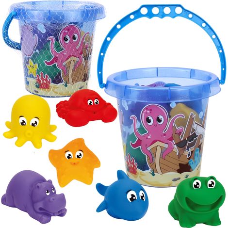 Set da gioco con sabbia e secchiello, 6 personaggi di animali marini 7945 (1/5)
