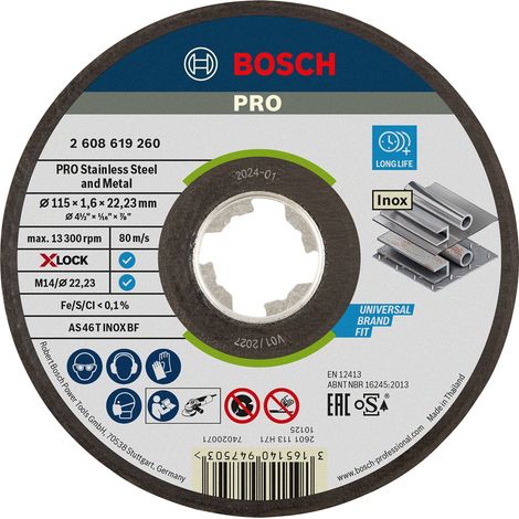 Disque à tronçonner PRO Stainless Steel and Metal X-Lock Bosch 115 x 1,6 x 22,23 mm - 2608619260