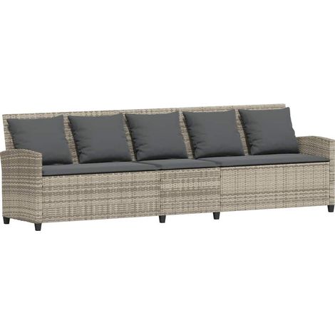 Maison Exclusive - Divano da Giardino con Cuscini 5 Posti Grigio Chiaro Polyrattan