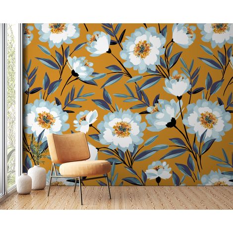 Papier peint fleuri - massif roses rouges - 500 x 270 cm (1/2)