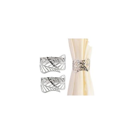 Fermacravatte per tende, 2 anelli in metallo dal design creativo con foglie decorative traforate, clip a molla, adatte per uso domestico e in ufficio. - Crezuo