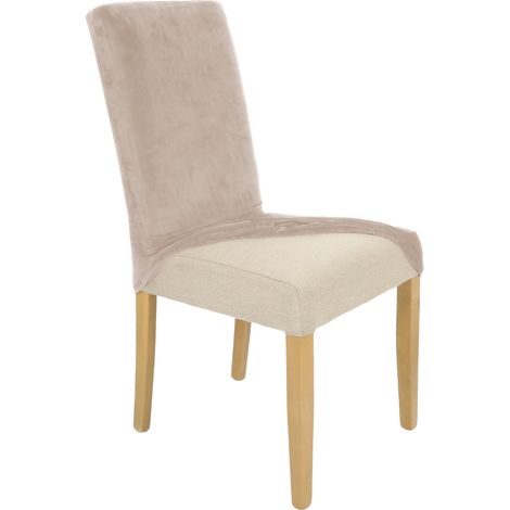 Housse de chaise en velours élastique beige tendance [21WE] (1/5)