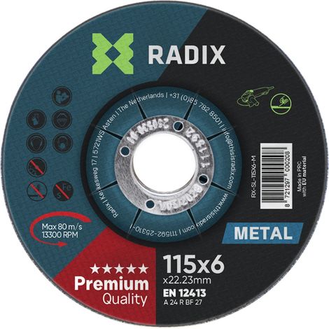 Disque à meuler - Radix - Métal - 115 x 6 x 22.23 mm (1/2)