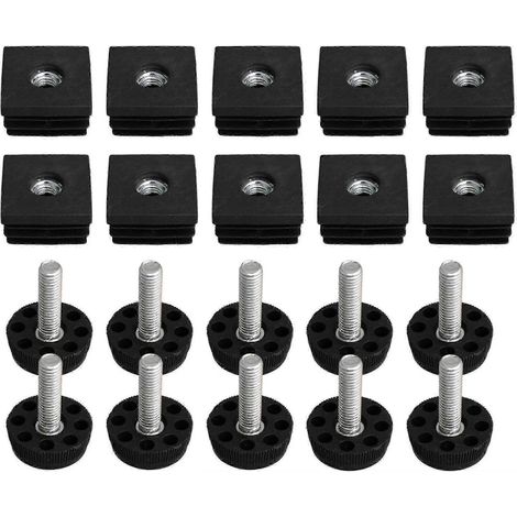 Ensemble de 10 pieds réglables à filetage M8 et inserts carrés pour pieds de meubles 3x3cm (26 pièces) (1/5)