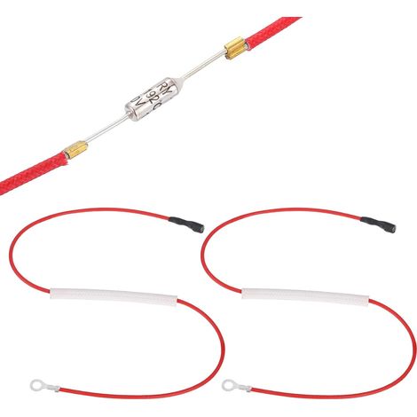 2Pcs Fusible thermique universel pour cuiseur à riz, 192°C 10A 250V Fusible métallique avec bornes et gaine en fibre de verre pour pièce de réparation d'autocuiseur électrique (1/5)