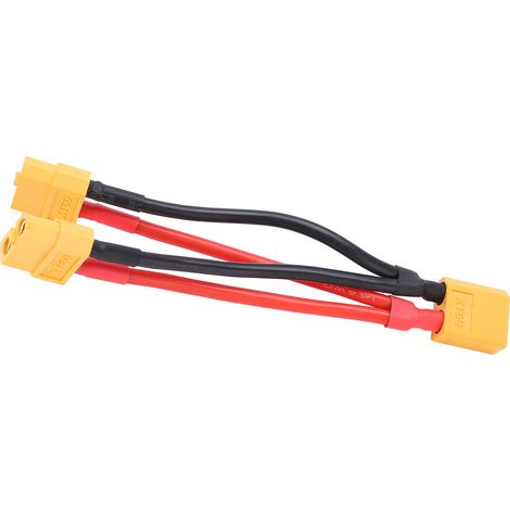 Câble de connexion parallèle XT60 pour batteries RC, double rallonge en Y, 1 connecteur mâle vers 2 connecteurs femelles, fil de silicone (1/5)