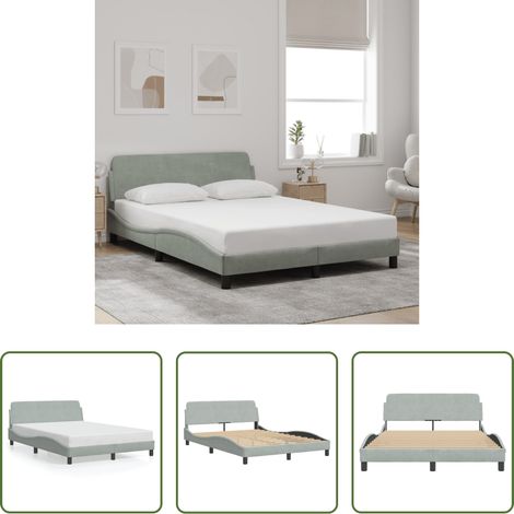 vidaXL Tête de lit - Cadre de lit Dover gris clair 140x200 cm velours (1/5)