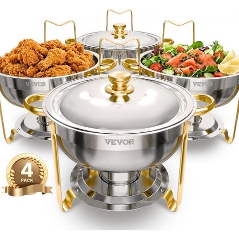 Chauffe-Plat 4PCs 4 - 6 L - Buffet Chauffant Rond Réchaud en (1/5)