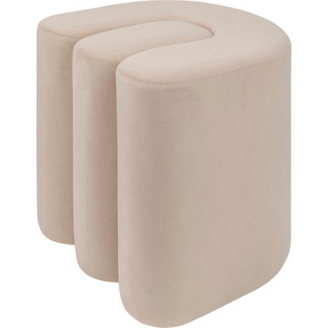 Pouf Design en Velours "Bolan" 40cm Beige (1/4)