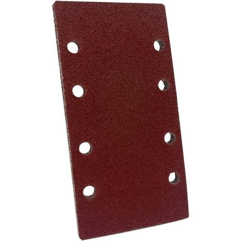 Rechteckiges Schleifpapier mit 240er Körnung, Löchern und Klettverschluss auf der Rückseite, für Autoschleifarbeiten und Holzbearbeitung, 185 x 93 mm, rotes Aluminiumoxid
