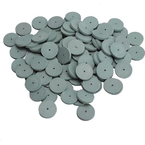 100 pièces Roue de Polissage Caoutchouc pour Métal, Fraise Dentaire Mini Perceuse, Accessoire Dentaire Vert (1/5)