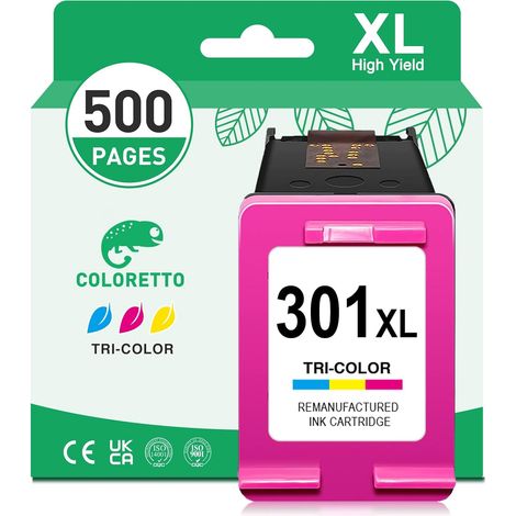 H-301XLC Cartouche pour HP 301 DeskJet 2540 2547 1510 3059 3050 1050 2549 (1/5)