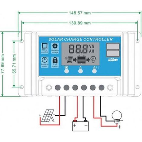 10A 12V 24V automatique PWM Controleur de charge solaire avec Double USB Sortie 5V Panneau de cellules solaires Regulateur de charge (1/4)