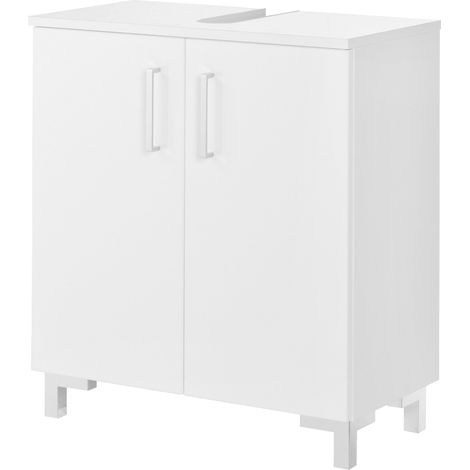 FACKELMANN Waschtischunterschrank ATLANTA / Schrank mit gedämpften Scharniere / Maße (B x H x T): ca. 60,5 x 68 x 32,5 cm / hochwertiger Schrank fürs Bad mit 2 Türen / Korpus: Weiß / Front: Weiß"-"827 (1/5)