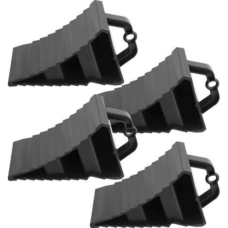 Wheel Chock with Handle: Set of 4 Black Non-Slip Portable Trailer Wheel Chocks, 20 x 12 x 11 cm Plastic Brake Chock, Caravan Wheel Chocks, Trailer Brake Chocks, for Trailer (1/5)